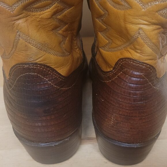 Brown and Tan Western Cowboy Boots - Picture 4 of 10